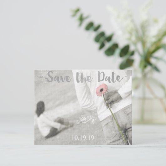 Moderne fotobruiloft sparen de datum save the date (Staand voorkant)
