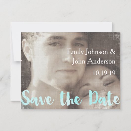 Moderne fotobruiloft sparen de datum save the date (Achterkant)