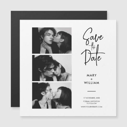 Moderne fotocabine bespaart de datum bruiloft magn (Voorkant / Achterkant)