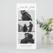 Moderne fotocabine Minimale fotostrip Save The Date (Staand voorkant)