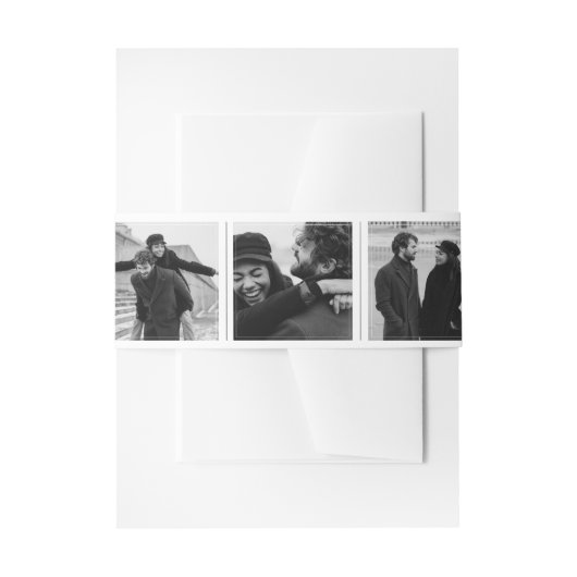 Moderne Fotocabine Strip Collage Wedding Monogram Uitnodigingen Wikkel (Voorkant Voorbeeld)