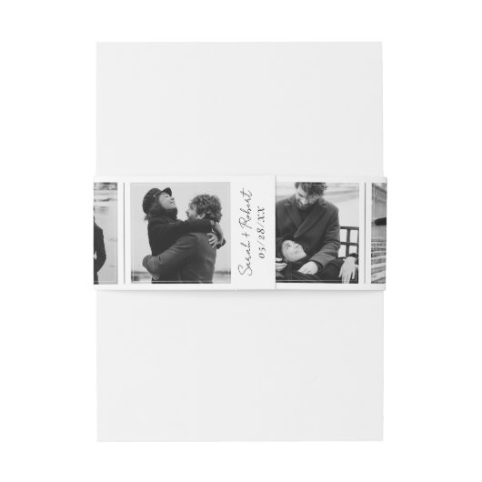 Moderne Fotocabine Strip Collage Wedding Monogram Uitnodigingen Wikkel (Achterkant Voorbeeld)