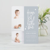 Moderne fotocollage 1e verjaardagsblauwe ster (Staand voorkant)