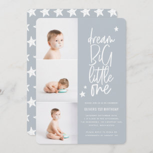 Moderne fotocollage 1e verjaardagsblauwe ster