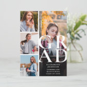 Moderne Fotocollage Afstudeeraankondiging Kaart (Staand voorkant)