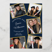 Moderne fotocollage afstudeerfeest folie uitnodiging (Voorkant)