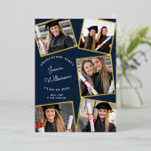Moderne fotocollage afstudeerfeest folie uitnodiging (Staand Voorkant)
