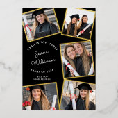 Moderne fotocollage afstudeerfeest folie uitnodiging (Voorkant)