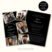 Moderne fotocollage afstudeerfeest folie uitnodiging