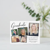 Moderne Fotocollage Afstudeerfeest Uitnodiging Briefkaart (Staand voorkant)