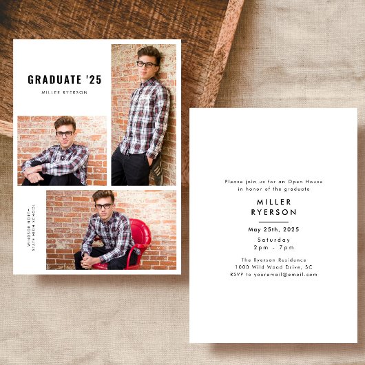 Moderne fotocollage afstuderen aankondiging