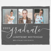 Moderne fotocollage Afstuderen donkergrijs Fleece Deken (Voorkant (Horizontaal))