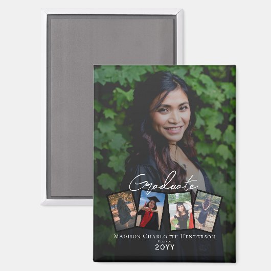 Moderne Fotocollage Afstuderen Keepsake Magnet (Voorkant / Achterkant)