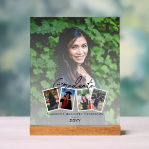 Moderne Fotocollage Afstuderen Keepsake   Wit Acryl Bord