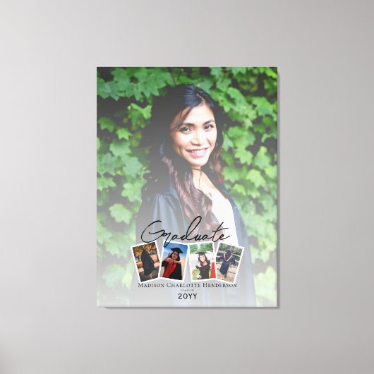 Moderne Fotocollage Afstuderen Keepsake | Wit Canvas Afdruk (Voorkant)