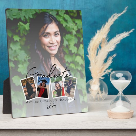 Moderne Fotocollage Afstuderen Keepsake | Wit Fotoplaat (Zijkant)