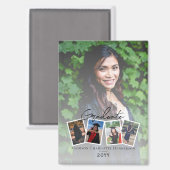 Moderne Fotocollage Afstuderen Keepsake | Wit Magneet (Voorkant / Achterkant)