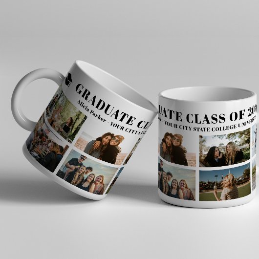Moderne fotocollage afstuderen klasse van 2025 koffiemok