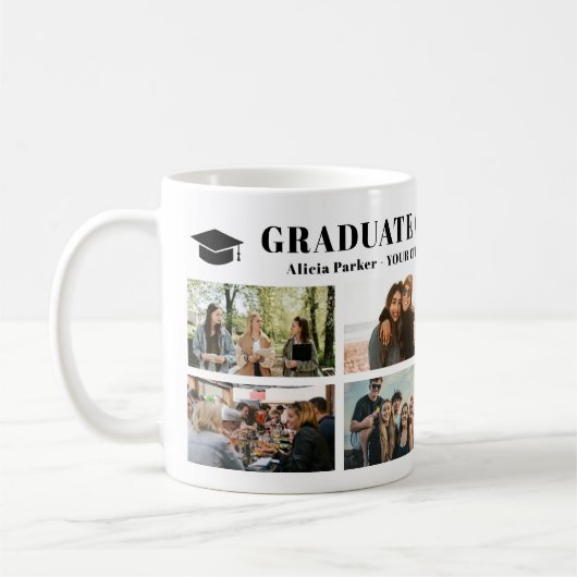 Moderne fotocollage afstuderen klasse van 2025 koffiemok (Links)