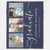 Moderne fotocollage Afstuderen marineblauw Fleece Deken (Voorkant)