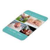 Moderne Fotocollage Baby Aankondiging Teal Magneet (Linkerzijde)