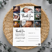 Moderne Fotocollage Baby Bedankt Aankondiging Briefkaart