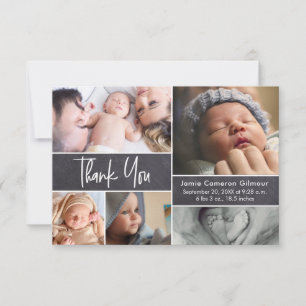 Moderne Fotocollage Baby Shower Kleine Notitie Bedankkaart