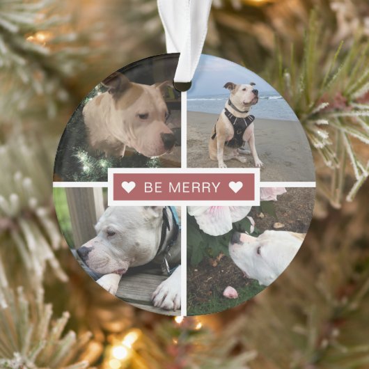 Moderne Fotocollage Be Merry Ornament (Boom)