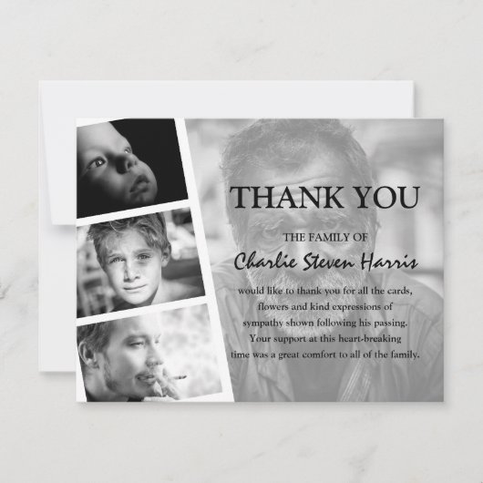 Moderne fotocollage begrafenis bedankt kaart (Voorkant)