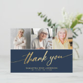 Moderne fotocollage begrafenis bedankt kaart (Staand voorkant)