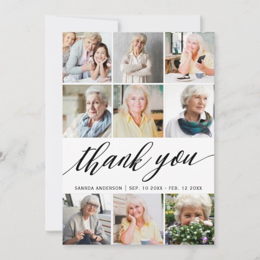 Moderne fotocollage begrafenis dank u bedankkaart (Voorkant)
