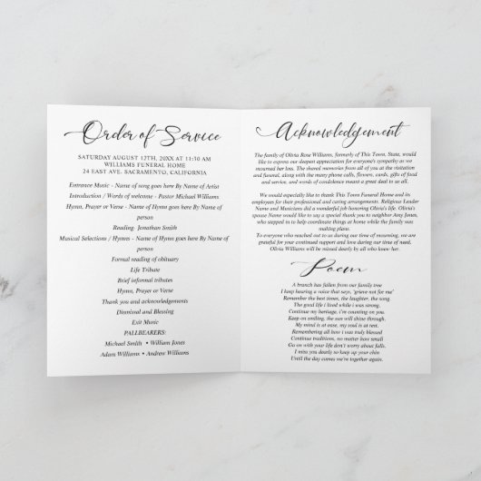 Moderne fotocollage begrafenismonument programma (Binnen)