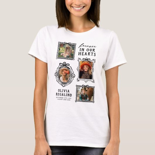 Moderne fotocollage begrafenismonument t-shirt (Voorkant)