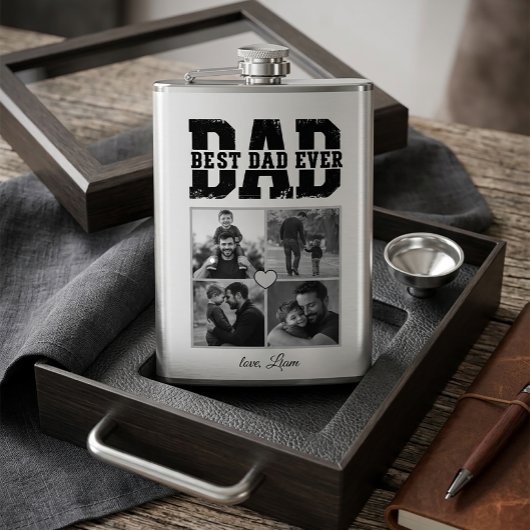 Moderne Fotocollage Beste Papa Ooit - Fles Heupfles