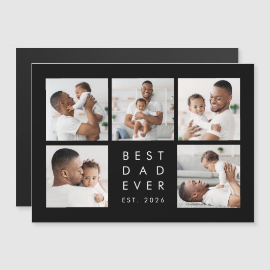 Moderne Fotocollage Beste Papa Ooit Magneetkaart (Voorkant / Achterkant)