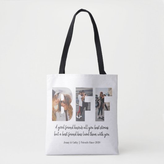 Moderne Fotocollage BFF Beste Vriend Besties Chic Tote Bag (Voorkant)