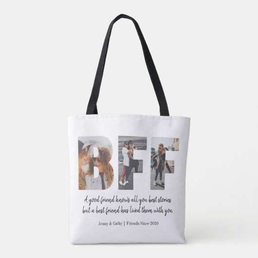 Moderne Fotocollage BFF Beste Vriend Besties Chic Tote Bag (Achterkant)