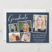 Moderne fotocollage blauw afstudeerfeest kaart (Voorkant)