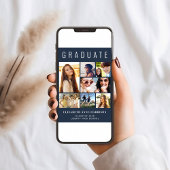 Moderne fotocollage blauw afstudeerfeest kaart