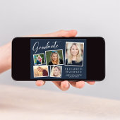 Moderne fotocollage blauw afstudeerfeest kaart