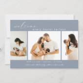 Moderne Fotocollage Blauwe Geboorte Aankondiging (Voorkant)