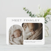 Moderne Fotocollage Boog Vorm Geboorteaankondiging (Staand voorkant)