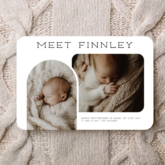 Moderne Fotocollage Boog Vorm Geboorteaankondiging