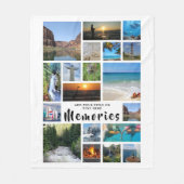 Moderne Fotocollage Borstel Script HERINNERINGEN W Fleece Deken (Voorkant)