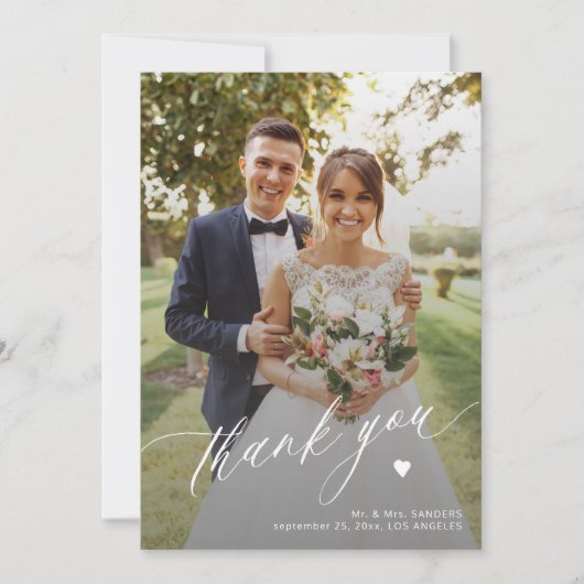 Moderne fotocollage bruiloft afdrukbaar dank u kaart (Voorkant)
