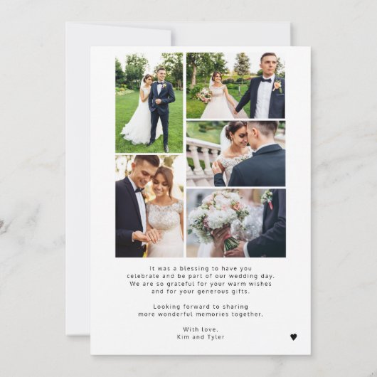 Moderne fotocollage bruiloft afdrukbaar dank u kaart (Achterkant)