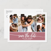 Moderne fotocollage bruiloft bewaart de datum briefkaart (Voorkant / Achterkant)
