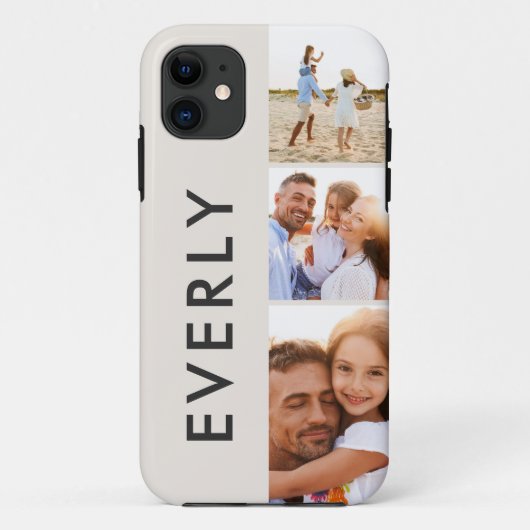 Moderne fotocollage crème initiaal monogram Case-Mate iPhone case (Achterkant)