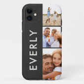 Moderne fotocollage crème initiaal monogram Case-Mate iPhone case (Achterkant)