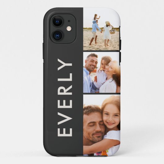 Moderne fotocollage crème initiaal monogram Case-Mate iPhone case (Achterkant)